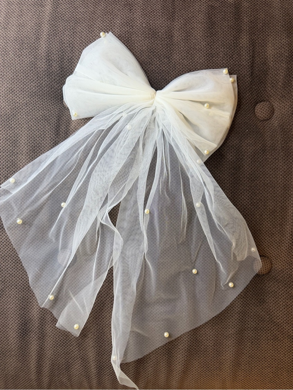 White Hair Bow with Pearl details